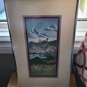 THANGKA "WAY TO HEAVEN" STYLE PAINTING METAL/ GLASS FRAME SIGNED R.TANDUKAR GUC